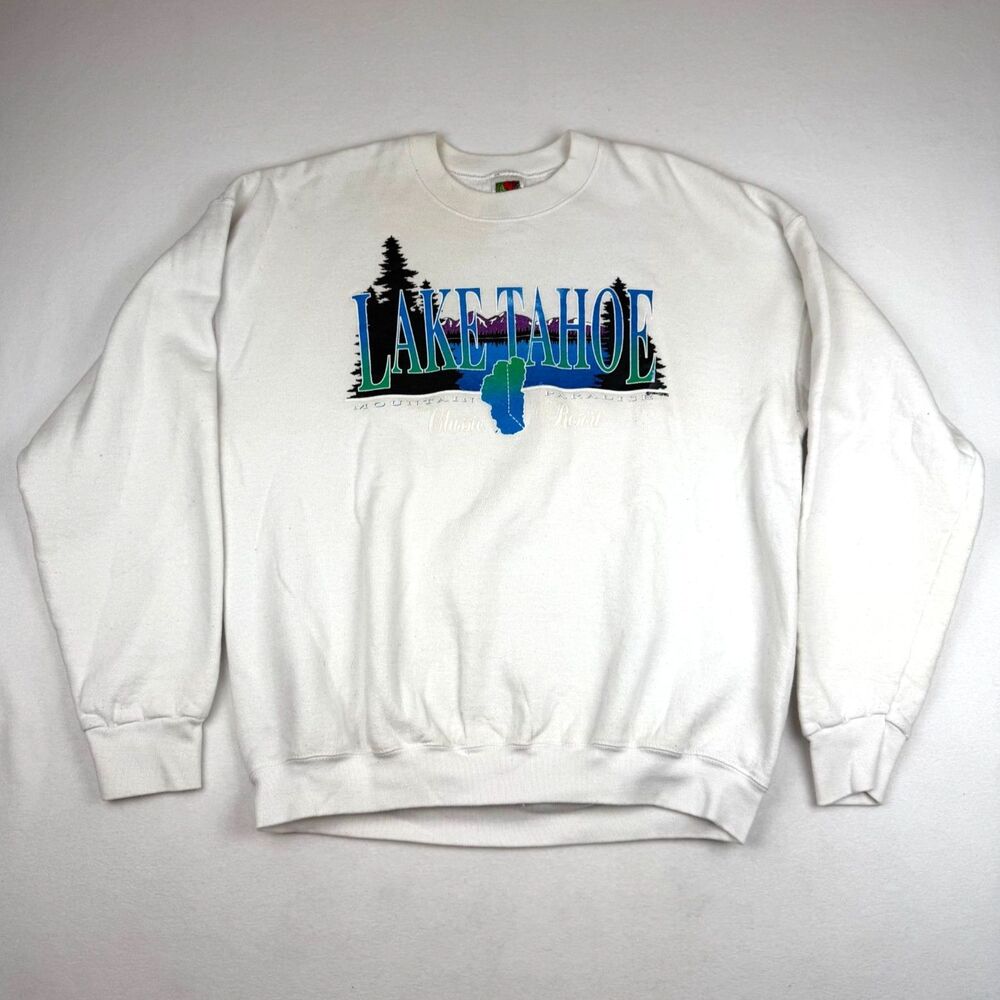 Lake Tahoe 1994 Sweatshirt XL White Fruit of the Loom BEST Crewneck USA Vtg 90s